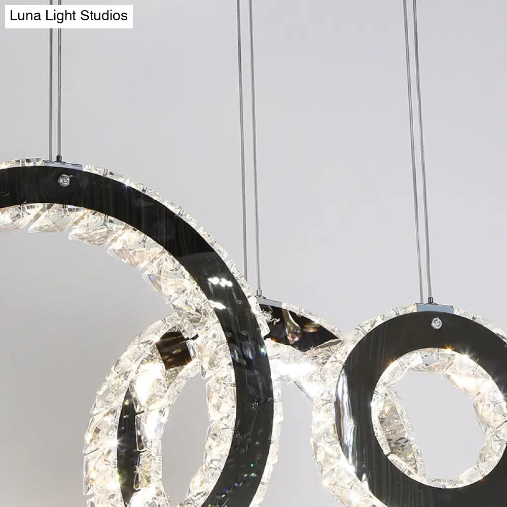 Contemporary Led Crystal Pendant Light - Black Cluster Design For Living Room