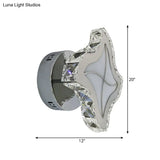 Contemporary Led Crystal Wall Light Fixture: Chrome Finish. Perfect Windmill Sconce For Living Room