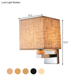 Contemporary Led Cube Wall Sconce Light - White/Black/Beige Fabric