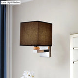 Contemporary Led Cube Wall Sconce Light - White/Black/Beige Fabric