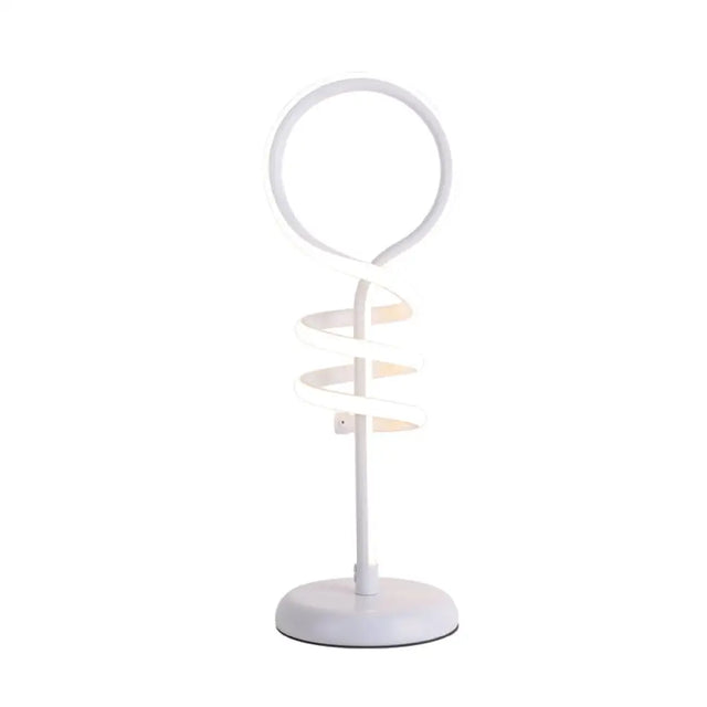 Contemporary Led Desk Lamp - White Lollipop Light With Spiral Design Warm/White Ideal For Reading