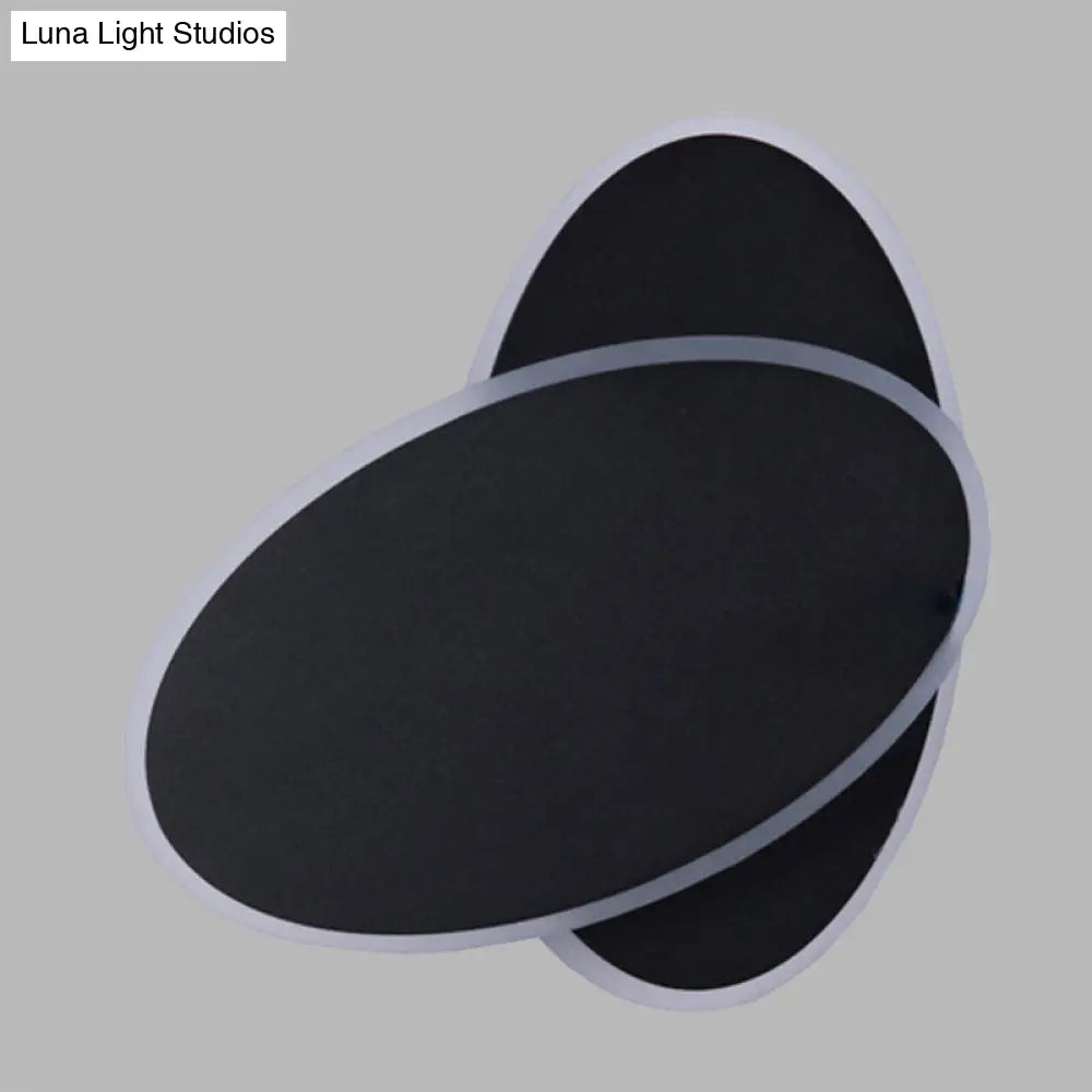 Contemporary Led Double Oval Wall Sconce Light With Acrylic Shade In White/Black Finish - Warm/White