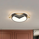 Contemporary Led Flush Ceiling Light Black Circle Design Metallic Finish For Sleeping Room -