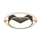 Contemporary Led Flush Ceiling Light Black Circle Design Metallic Finish For Sleeping Room - 16/19.5