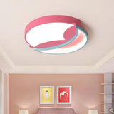 Contemporary Led Flush Ceiling Light - Blue/Pink Crescent Pendant For Bedroom Pink