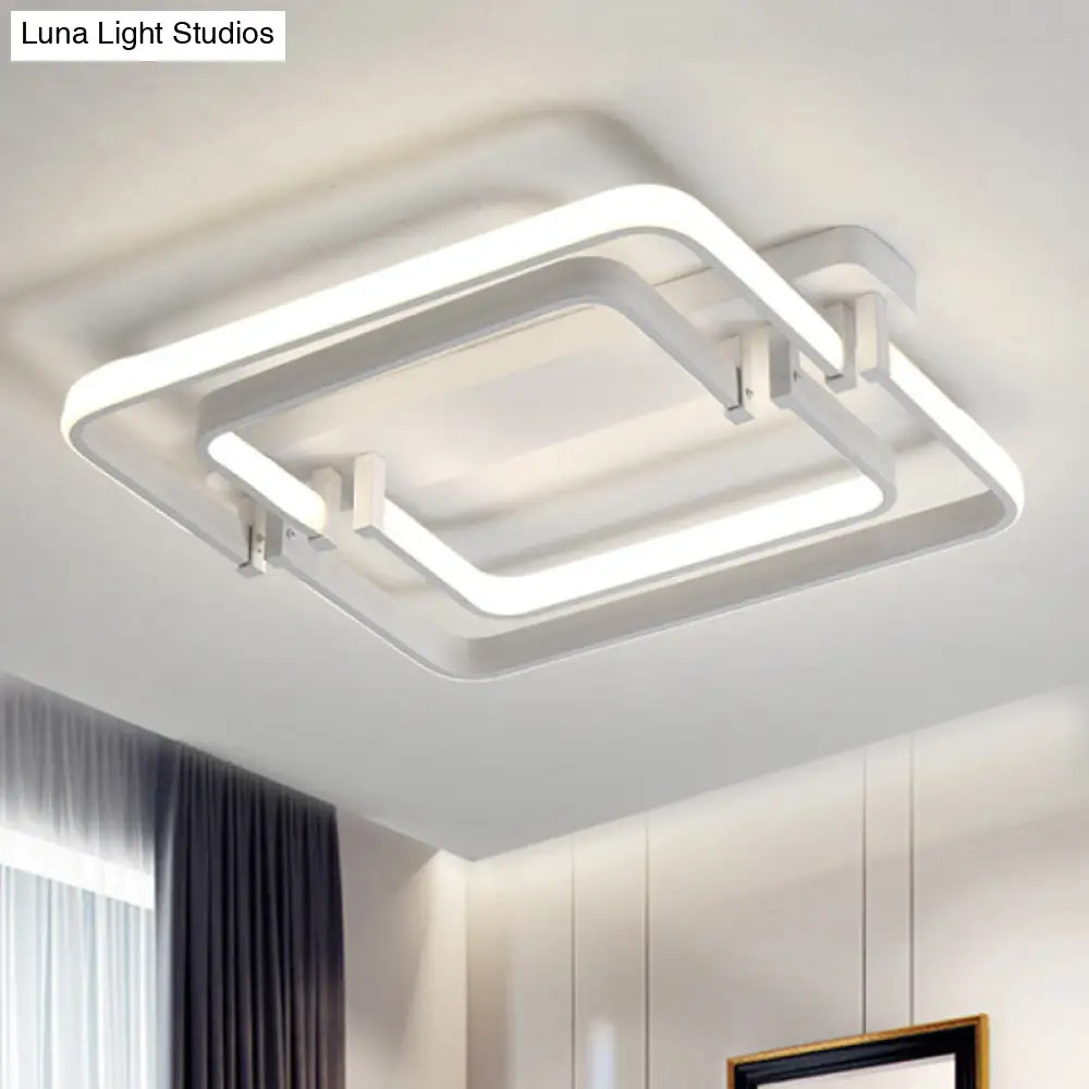 Contemporary Led Flush Ceiling Light: Round Edge Metal Black/White White/Warm Light - 18’/21.5