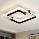 Contemporary Led Flush Ceiling Light: Round Edge Metal Black/White White/Warm Light - 18’/21.5