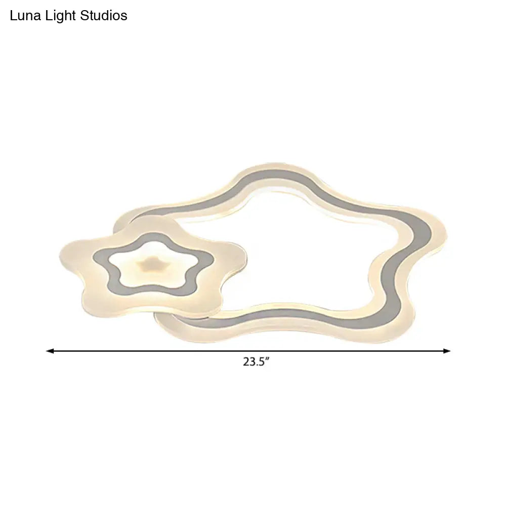 Contemporary Led Flush Ceiling Light: Slim Panel Lamp For Living Room In White Acrylic