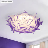 Contemporary Led Flush Ceiling Light With Twist Acrylic Shade - Vibrant Pink/Orange/Blue For