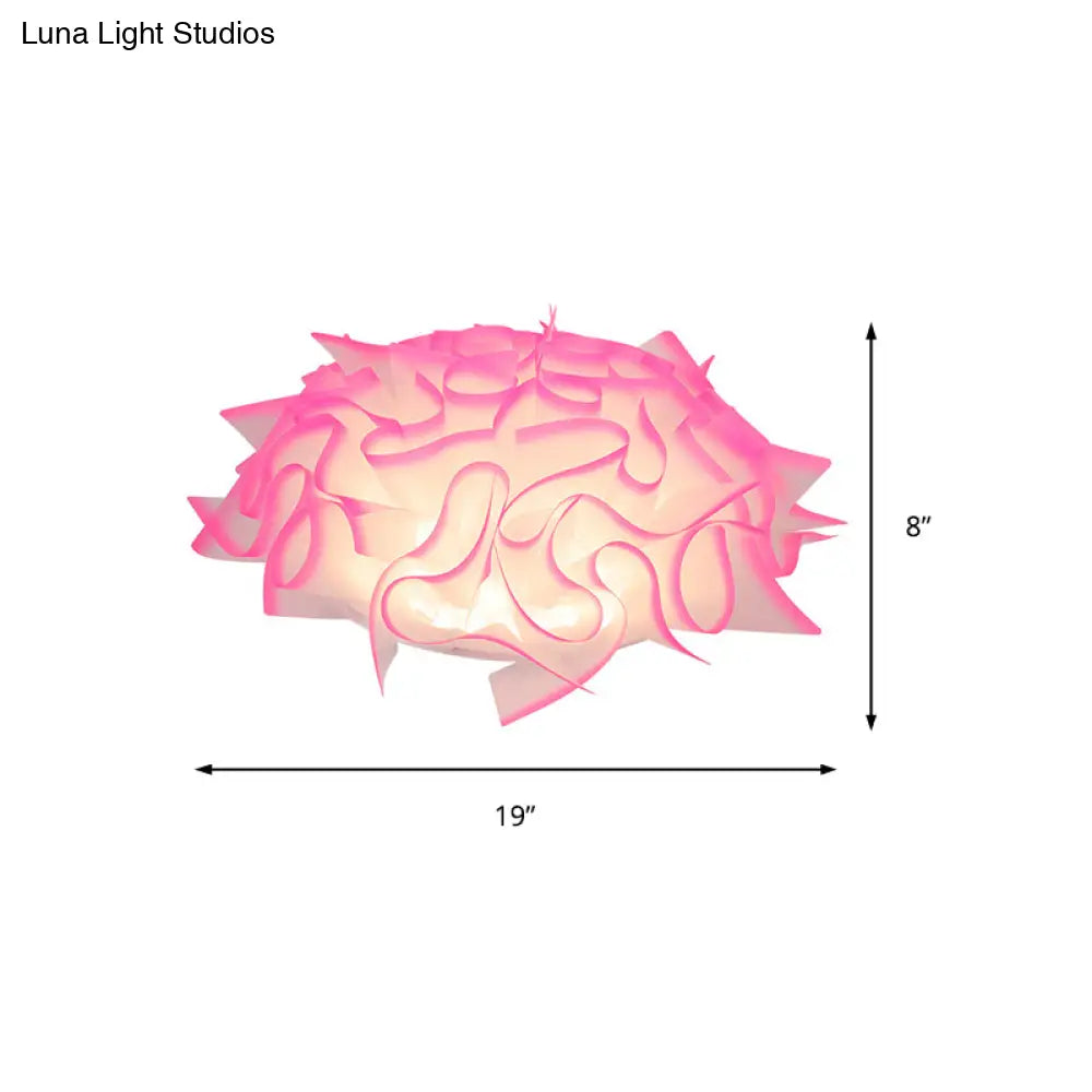 Contemporary Led Flush Ceiling Light With Twist Acrylic Shade - Vibrant Pink/Orange/Blue For