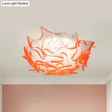 Contemporary Led Flush Ceiling Light With Twist Acrylic Shade - Vibrant Pink/Orange/Blue For