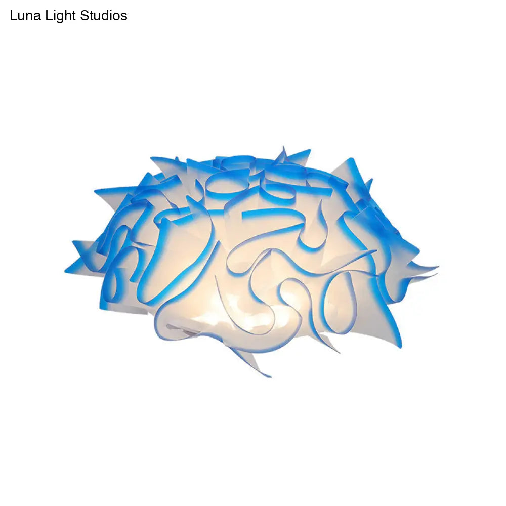 Contemporary Led Flush Ceiling Light With Twist Acrylic Shade - Vibrant Pink/Orange/Blue For