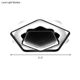 Contemporary Led Flush Light: Pentagon Thin Acrylic Ceiling Lamp In Black/White Warm/White Lighting