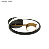 Contemporary Led Flush Light: Round Ceiling Mounted Metal; Black & White Or Gold; Warm Light