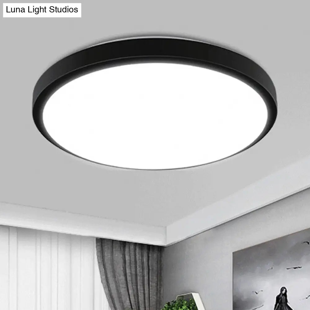 Contemporary Led Flush Mount Ceiling Light In Black With Acrylic Shade Warm/White 10.5-16 Diameter