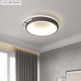 Contemporary Led Flush Mount Light For Living Room - Round Acrylic Shade Black/Grey Finish