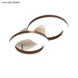 Contemporary Led Flush Mount Light With White/Warm Glow & Metal Ring In 8.5’/11.5’ Width