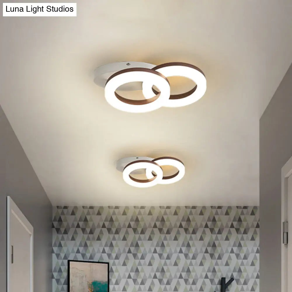 Contemporary Led Flush Mount Light With White/Warm Glow & Metal Ring In 8.5’/11.5’ Width