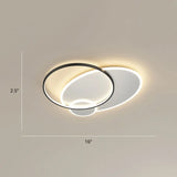 Contemporary Led Flush Mount Metal Ceiling Light For Bedrooms Black - White / 16’ Round