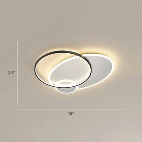 Contemporary Led Flush Mount Metal Ceiling Light For Bedrooms Black - White / 16’ Round