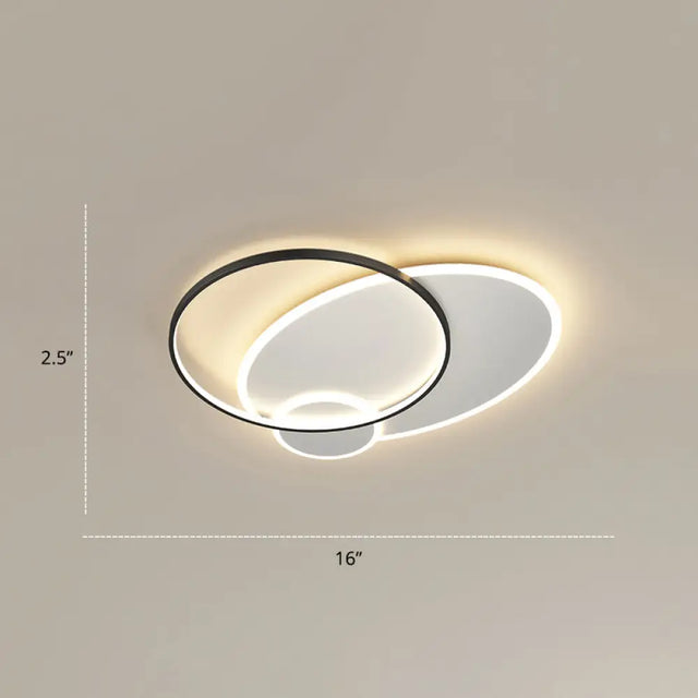 Contemporary Led Flush Mount Metal Ceiling Light For Bedrooms Black - White / 16’ Round