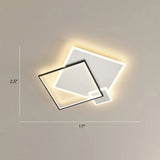 Contemporary Led Flush Mount Metal Ceiling Light For Bedrooms Black - White / 16’ Square Plate