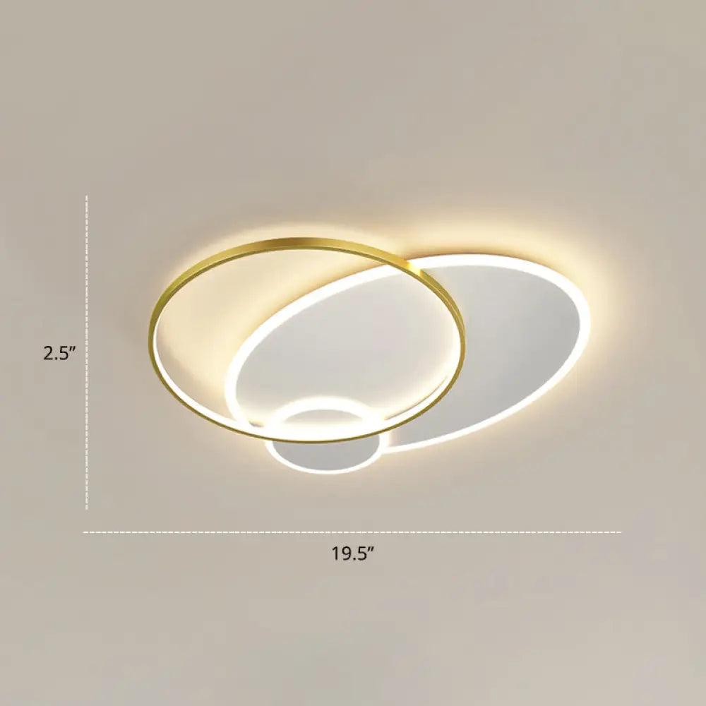 Contemporary Led Flush Mount Metal Ceiling Light For Bedrooms White - Gold / 19.5’ Round