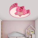 Contemporary Led Flush Pendant Light For Bedroom - Ceiling Mounted Fixture With Moon And Star