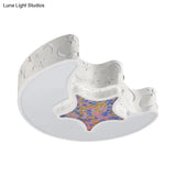 Contemporary Led Flush Pendant Light For Bedroom - Ceiling Mounted Fixture With Moon And Star