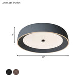 Contemporary Led Flushmount Ceiling Light For Bedroom - Grey/Coffee Tone Pivoting Ring Design