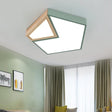 Contemporary Led Flushmount Ceiling Light - White/Green Pentagon Design With Warm Glow Green /