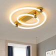 Contemporary Led Gold Ceiling Fixture - Iron Rings And Oblong Flush Lamp 16’/19.5’ W Warm/White