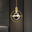 Contemporary Led Gold Crystal Hanging Lamp Kit - Bedroom Annular Suspension Light Clear