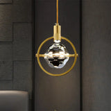 Contemporary Led Gold Crystal Hanging Lamp Kit - Bedroom Annular Suspension Light Clear
