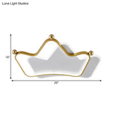 Contemporary Led Gold Flush Mount Ceiling Light With Overlapped Crown And Metallic Finish