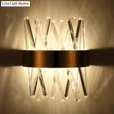 Contemporary Led Gold Sconce Light With Clear Crystal Prism For Bedroom