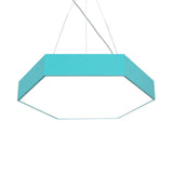 Contemporary Led Hexagon Pendant Lamp - Yellow/Silver/Purple 12’/18’/23.5’ Wide Blue / 12’