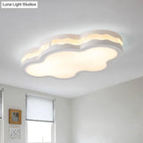 Contemporary Led Iron Flush Mount Light For Children’s Bedroom - White Cloud Design Warm/White