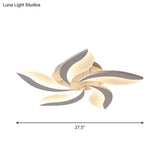 Contemporary Led Leaf Shaped Flushmount Lighting With Acrylic Diffuser - 3/12/15 Lights White