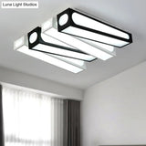 Contemporary Led Linear Flush Mount Ceiling Light In Black And White For Foyer