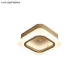 Contemporary Led Metal Ceiling Mount Light - White Square Flush Fixture Warm Illumination
