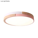 Contemporary Led Metal Circle Flush Light With Acrylic Diffuser In Warm/White - Pink/Yellow/Blue
