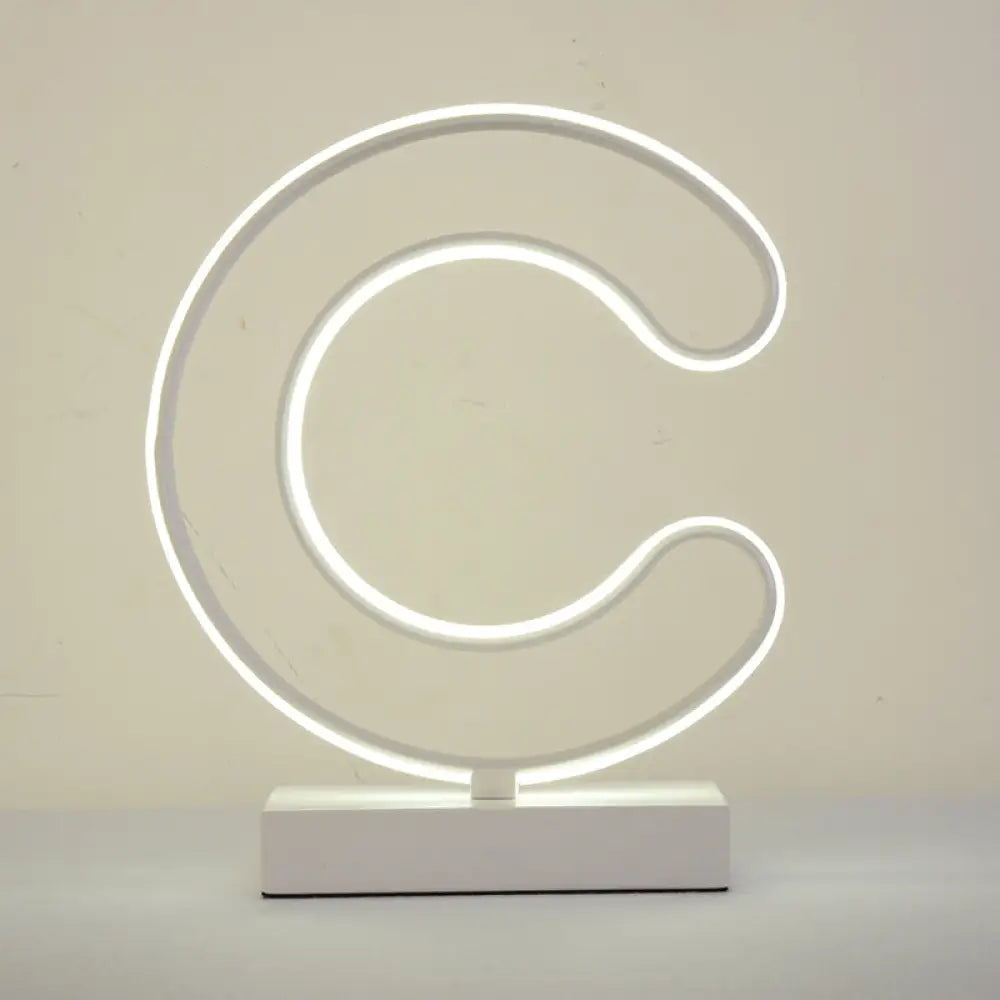Contemporary Led Nightstand Lamp - White Curvy Book Light With Acrylic Shade Warm/White Option
