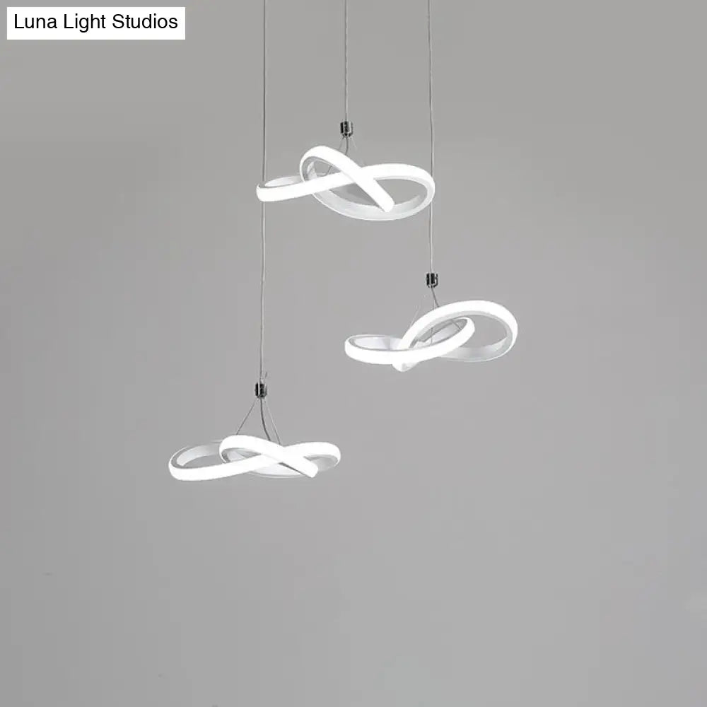 Contemporary Led Pendant Chandelier: Seamless Metal Suspension Light In Warm/White