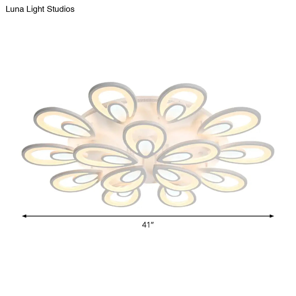 Contemporary Led Petal Flush Mount Light Fixture: 6/12/15 Lights Warm/White/Natural White Ceiling