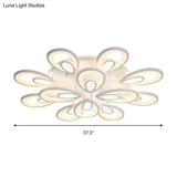 Contemporary Led Petal Flush Mount Light Fixture: 6/12/15 Lights Warm/White/Natural White Ceiling