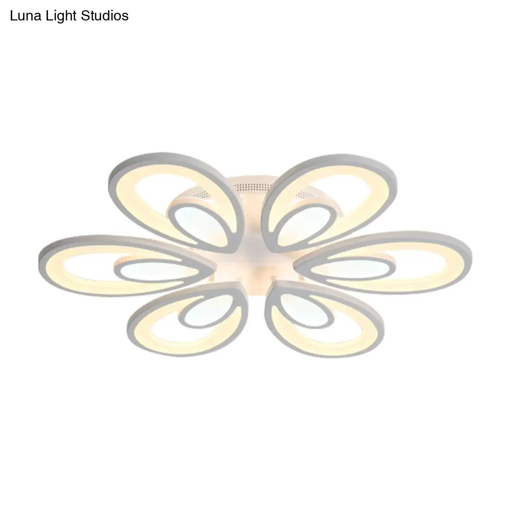 Contemporary Led Petal Flush Mount Light Fixture: 6/12/15 Lights Warm/White/Natural White Ceiling