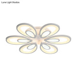Contemporary Led Petal Flush Mount Light Fixture: 6/12/15 Lights Warm/White/Natural White Ceiling