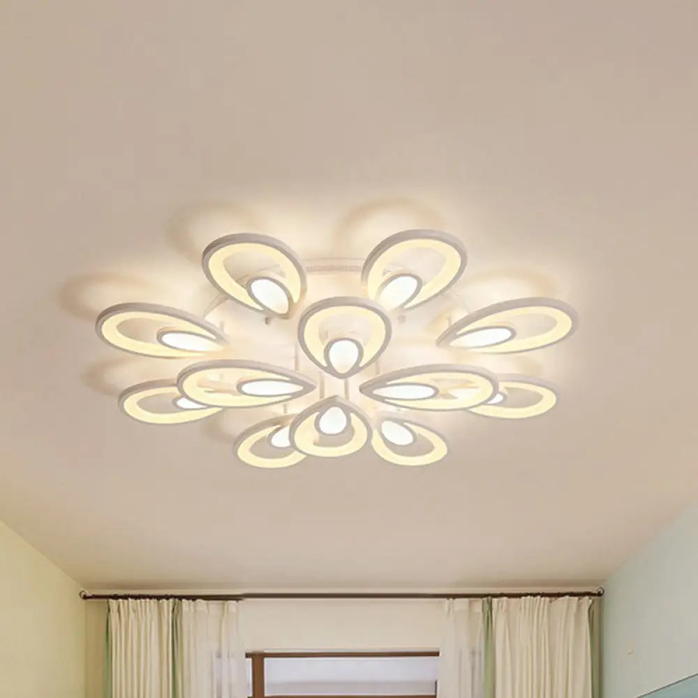 Contemporary Led Petal Flush Mount Light Fixture: 6/12/15 Lights Warm/White/Natural White Ceiling