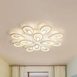 Contemporary Led Petal Flush Mount Light Fixture: 6/12/15 Lights Warm/White/Natural White Ceiling